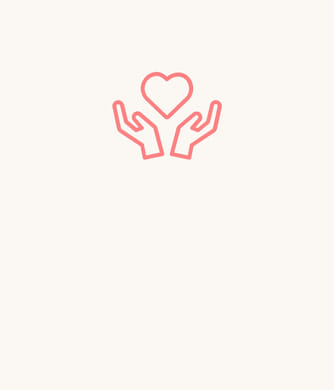 Icon of a heart held by two hands on a light background.