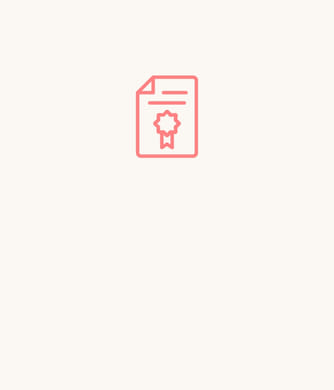 Simple pink certificate icon on a light background.
